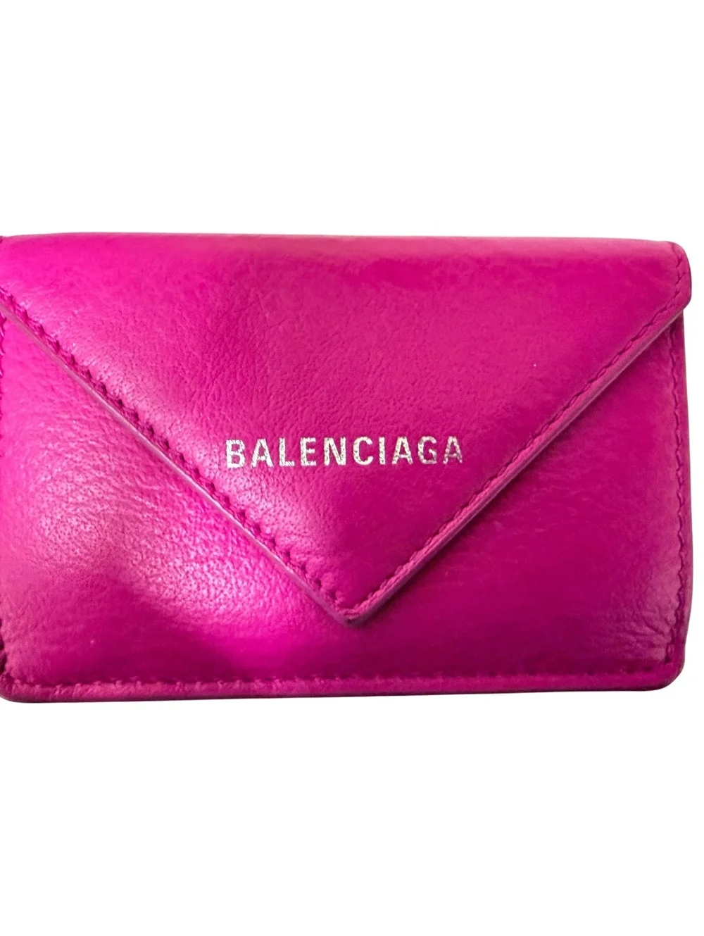 Balenciaga Pink Leather Trifold Wallet
